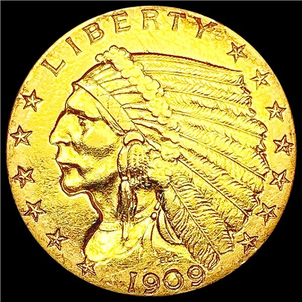 1909 $2.50 Gold Quarter Eagle CLOSELY UNCIRCULATED