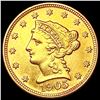 Image 1 : 1905 $2.50 Gold Quarter Eagle CLOSELY UNCIRCULATED