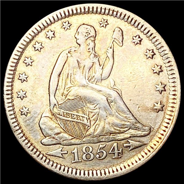 1854 Arws Seated Liberty Quarter NEARLY UNCIRCULAT