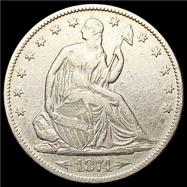 1874 Arws Seated Liberty Half Dollar CLOSELY UNCIR