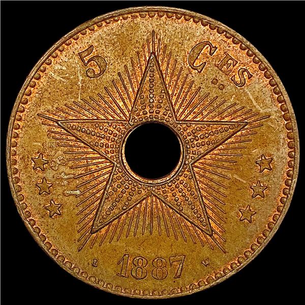 1887 Belgium Congo 5 Ces CHOICE AU