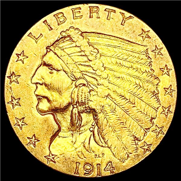 1914 $2.50 Gold Quarter Eagle CLOSELY UNCIRCULATED