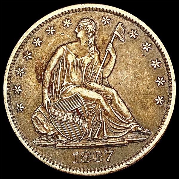 1867-S Seated Liberty Half Dollar CLOSELY UNCIRCUL