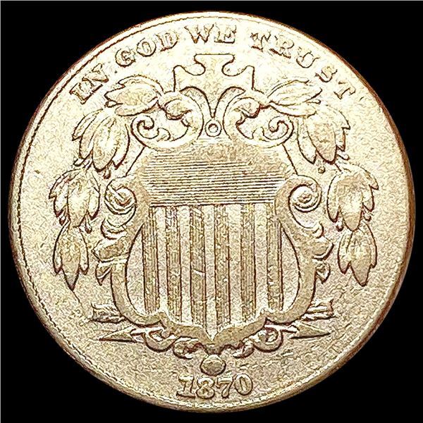 1870 Shield Nickel NEARLY UNCIRCULATED