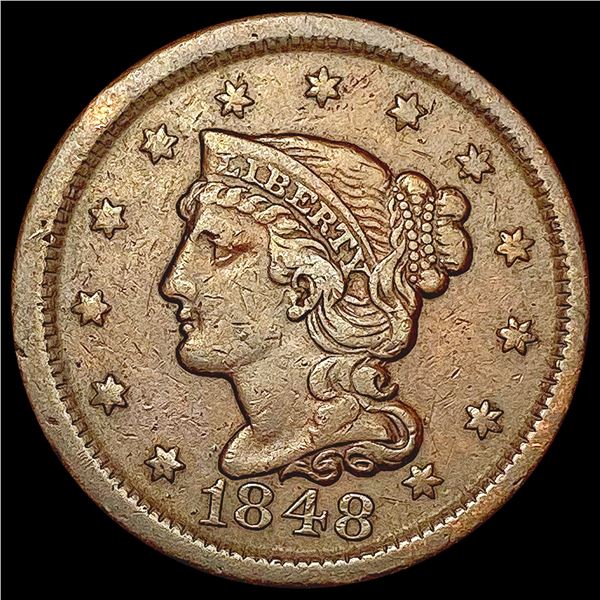 1848 Braided Hair Large Cent NEARLY UNCIRCULATED