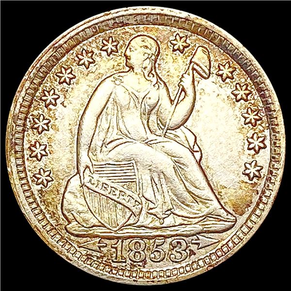1853 Arws Seated Liberty Half Dime UNCIRCULATED