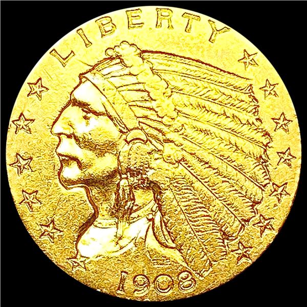 1908 $2.50 Gold Quarter Eagle CLOSELY UNCIRCULATED