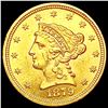 Image 1 : 1879 $2.50 Gold Quarter Eagle CLOSELY UNCIRCULATED