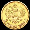 Image 2 : 1900 Russia .1245oz Gold 5 Roubles CLOSELY UNCIRCU
