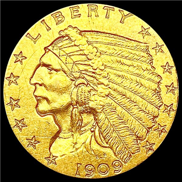 1909 $2.50 Gold Quarter Eagle CLOSELY UNCIRCULATED