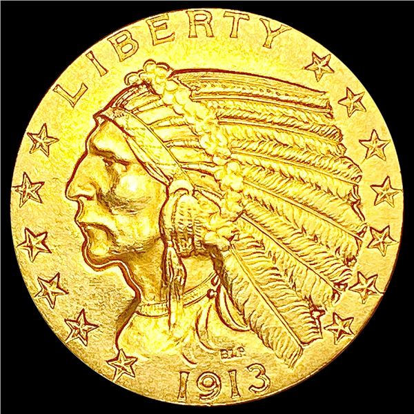 1913 $5 Gold Half Eagle NEARLY UNCIRCULATED