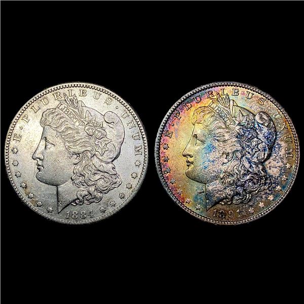 [2] Morgan Silver Dollars [1884-S, 1891[ UNCIRCULA