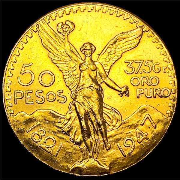 1947 Mexico 1.2057oz Gold 50 Pesos CLOSELY UNCIRCU