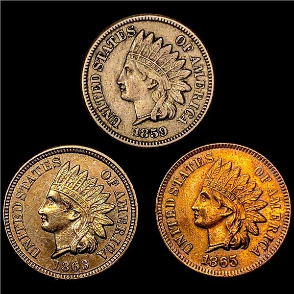 [3] Indian Head Cents [1859, 1863, 1865] UNCIRCULA