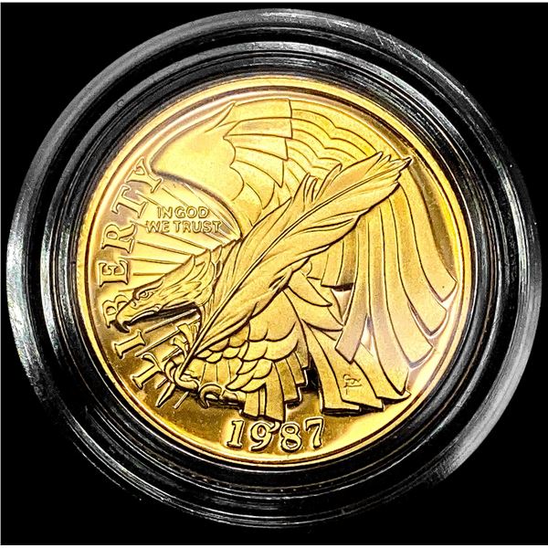 1987-W US .25oz Gold Commem $5 GEM PROOF