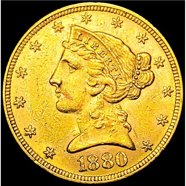 1880 $5 Gold Half Eagle CHOICE AU