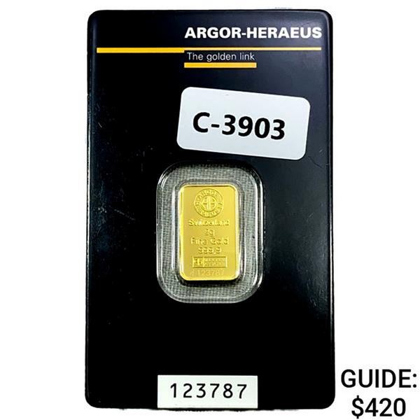 Swiss .070oz Gold Bars Argor-Heraeus