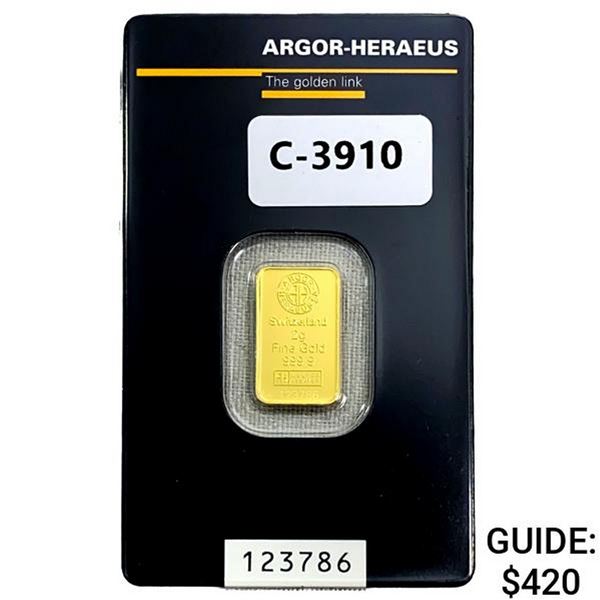 Swiss .070oz Gold Bars Argor-Heraeus