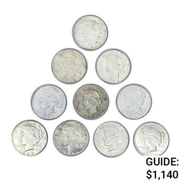 1925-1935 Silver Peace Dollars (10 Coins)