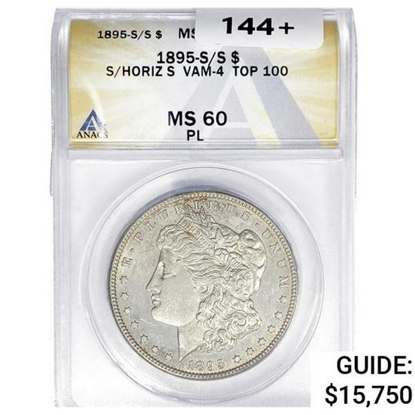 1895-S/S Morgan $1 ANACS MS60 PL S/HORIZ VAM-4
