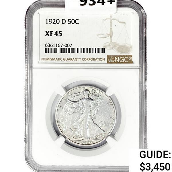 1920-D Walking Liberty Half Dollar NGC XF45