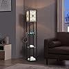 Image 1 : LOKHOM Floor Lamp with Shelves, Vintage Carved Design Floor Lamp with Remote Control & USB A+C & AC 