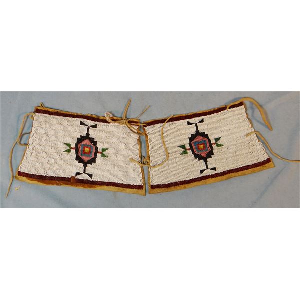 Arapaho full beaded cuffs, sinew sewn, lazy stitched, 9" x 5 «", very nice