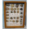 Image 1 : Native American Artifact Frame: Pottery shards, 28 pcs., found near Wolf Creek, MT, fluted and check