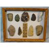 Image 1 : Native American Artifact Frame: 9 stone knives and scrapers, all Montana, 10" x 12"