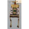 Image 1 : Cheyenne beaded strike-a-lite bag, 4 «" x 3", soft deer hide, cone trip