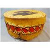 Image 2 : Sioux rawhide drum on metal frame, 14" diameter, buffalo & deer decore, needs minor repair
