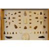 Image 2 : Native American Artifact Frame: 97 pcs., assorted knives, points and scrapers, Sun & Smith River are