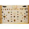 Image 3 : Native American Artifact Frame: 97 pcs., assorted knives, points and scrapers, Sun & Smith River are