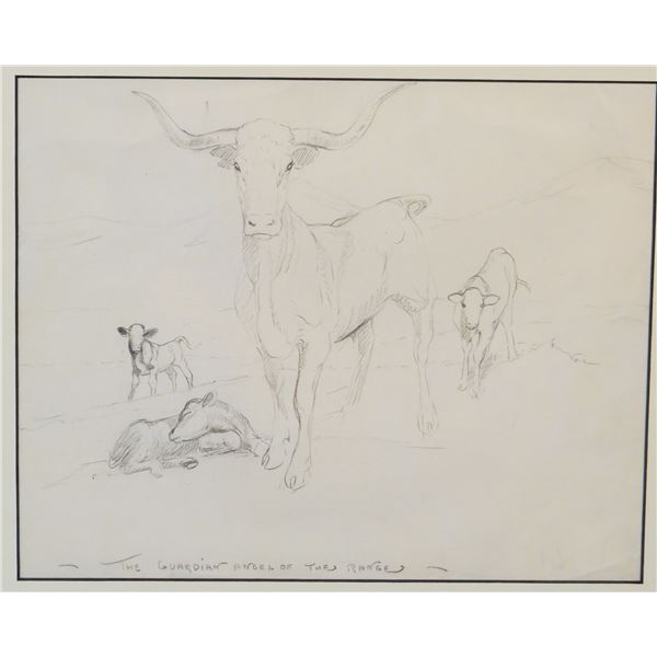 James, Will (1892-1942), original pencil drawing, 7 «" x  9", framed. Estimate: $1,000 - $2000