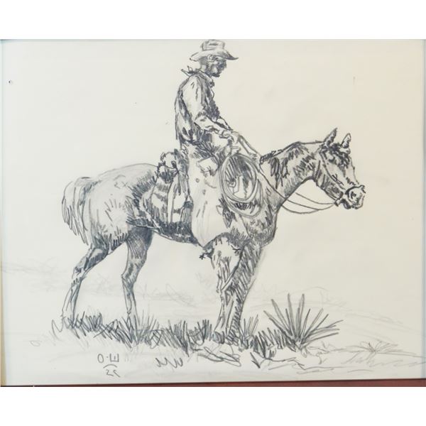 Weighorst, Olaf, pencil on paper, Cowboy, 8" x 10", framed. Estimate $500-1000