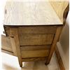 Image 3 : Oak wash stand with towel bar, serpentine front, original hardware, 28" h x 33" w