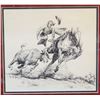 Image 1 : Shope, Irwin (Shorty), original pen/ink, 10" x 10", Untitled (bronc rider), signed lower right, slig