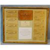 Image 1 : WWII ration books, #3 and #4, issued 1943, all 6" x 6", framed as collage