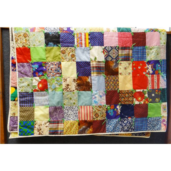 Vintage quilt, hand-quilted by Sadie Mateja, Vaughn, MT, ca. 1960's, 80  x 92 