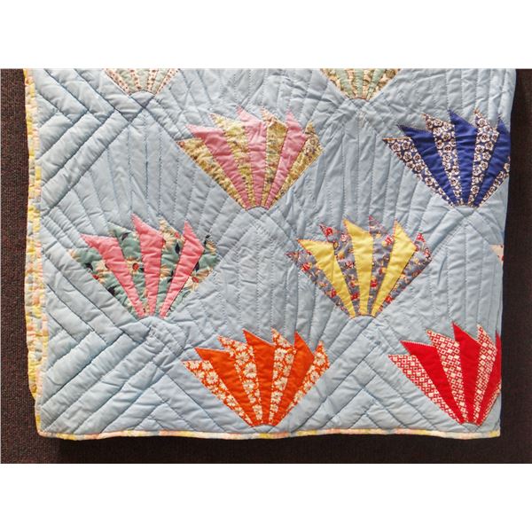 Vintage quilt, hand-quilted by Sadie Mateja, Vaughn, MT, ca. 1960's, 64" x 82"