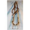 Image 1 : 4 pcs: Leather headstall with cavalry style iron bit with rein chains; Stamped leather headstall wit