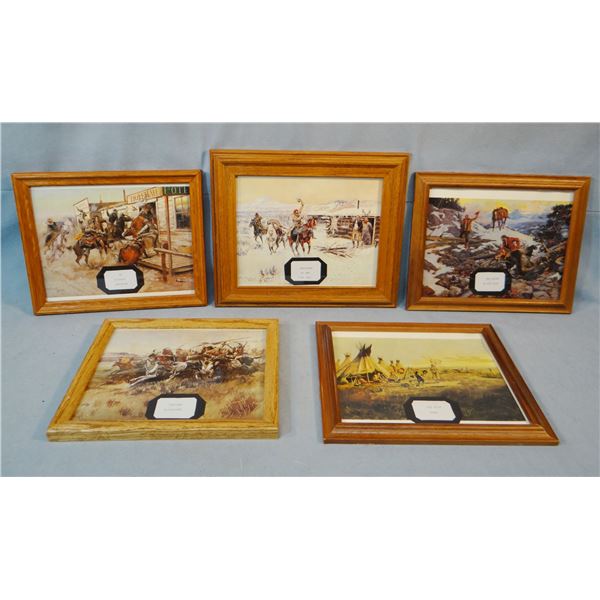 Russell, C.M., (5) prints, asstd. sizes, 8" x 10" and 10" x 12", framed individually
