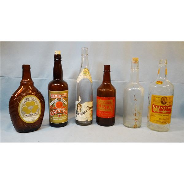 Collection of vintage whiskey bottles