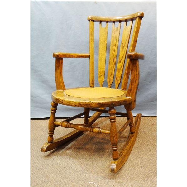 Oak child's rocker, 26  h, seat replaced