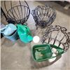 Image 4 : LOT OF METAL PLANT HOLDERS, FLOWER POT,  SEED SPREADER, AND WATERING CAN