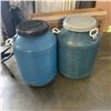 Image 1 : 2 BLUE BARRELS WITH LIDS