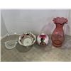 Image 2 : BAVARIA VASE, CRANBERRY GLASS VASE, AND ASSORTED CHINA