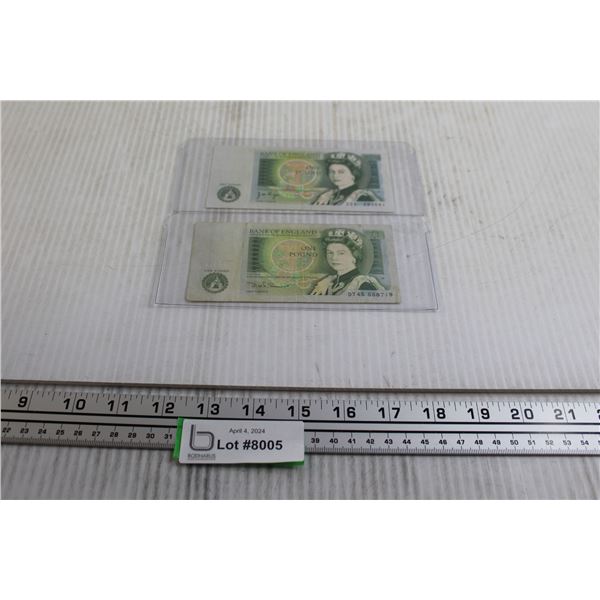 (2) British Bank of England 1 Pound Notes