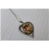 Image 2 : Natural Stone Heart Pendant With Sterling Sliver Chain - 18"
