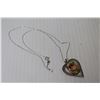 Image 5 : Natural Stone Heart Pendant With Sterling Sliver Chain - 18"